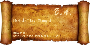 Boháts Ahmed névjegykártya